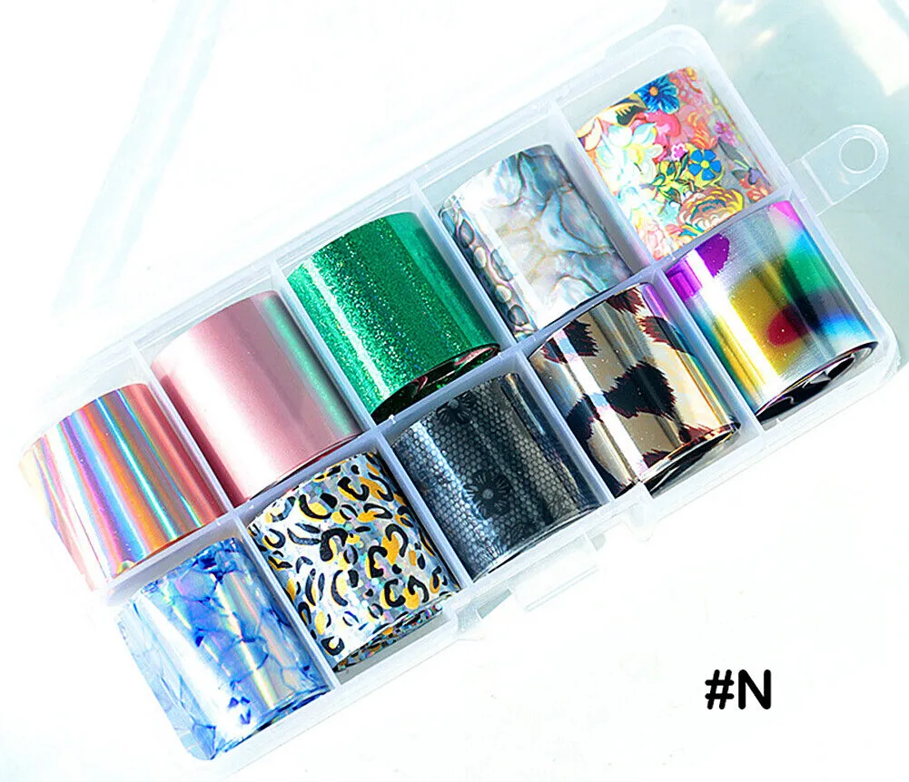 10 Holographic Nail Foils Starry Sky Glitter Foils Nail Art Transfer Sticker Set