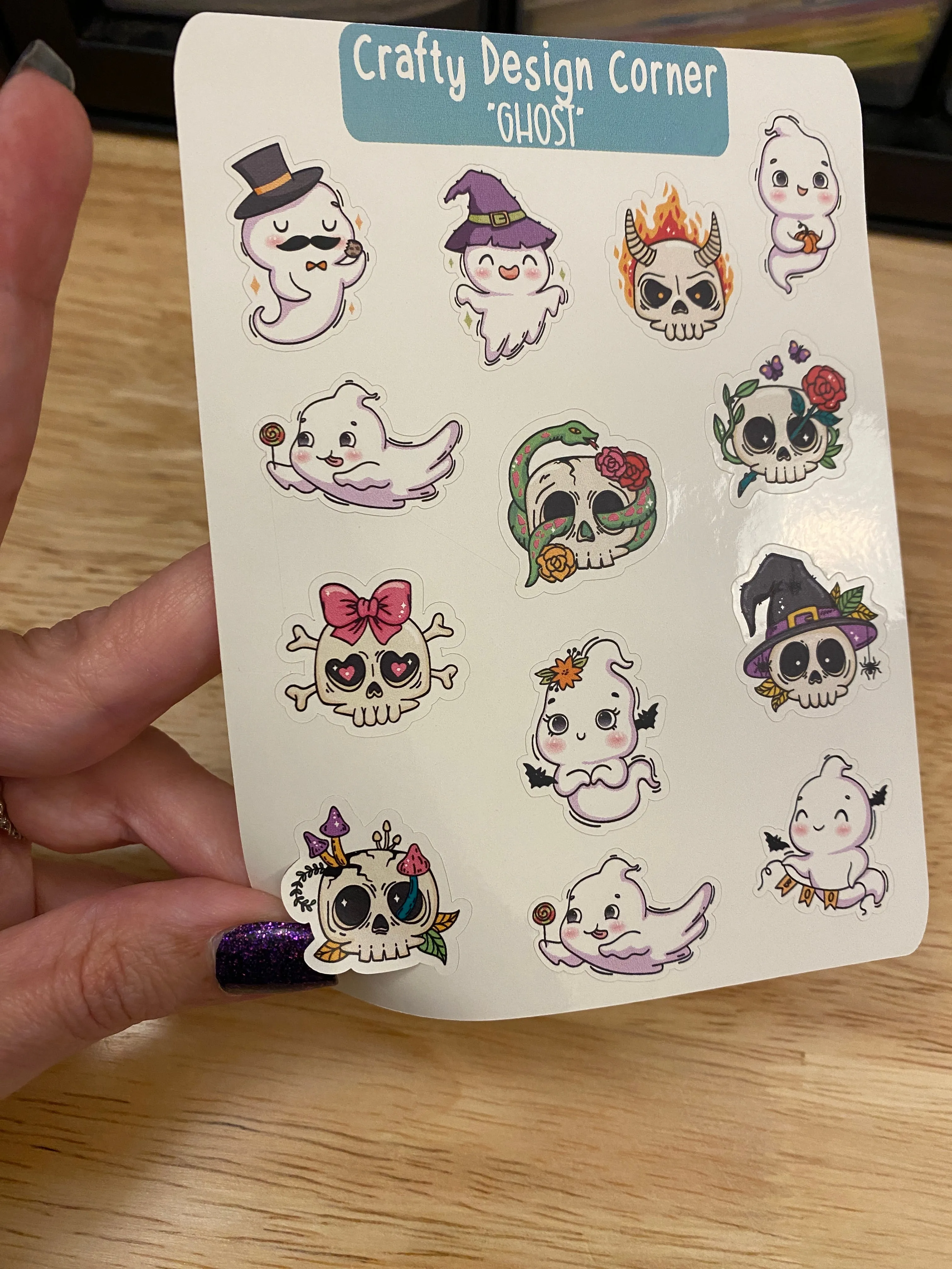 1" Halloween Ghosts stickers, Ghosts with Skulls sticker sheet, Matte Planner Sticker or Glossy Planner Sticker, Cute Ghost skulls