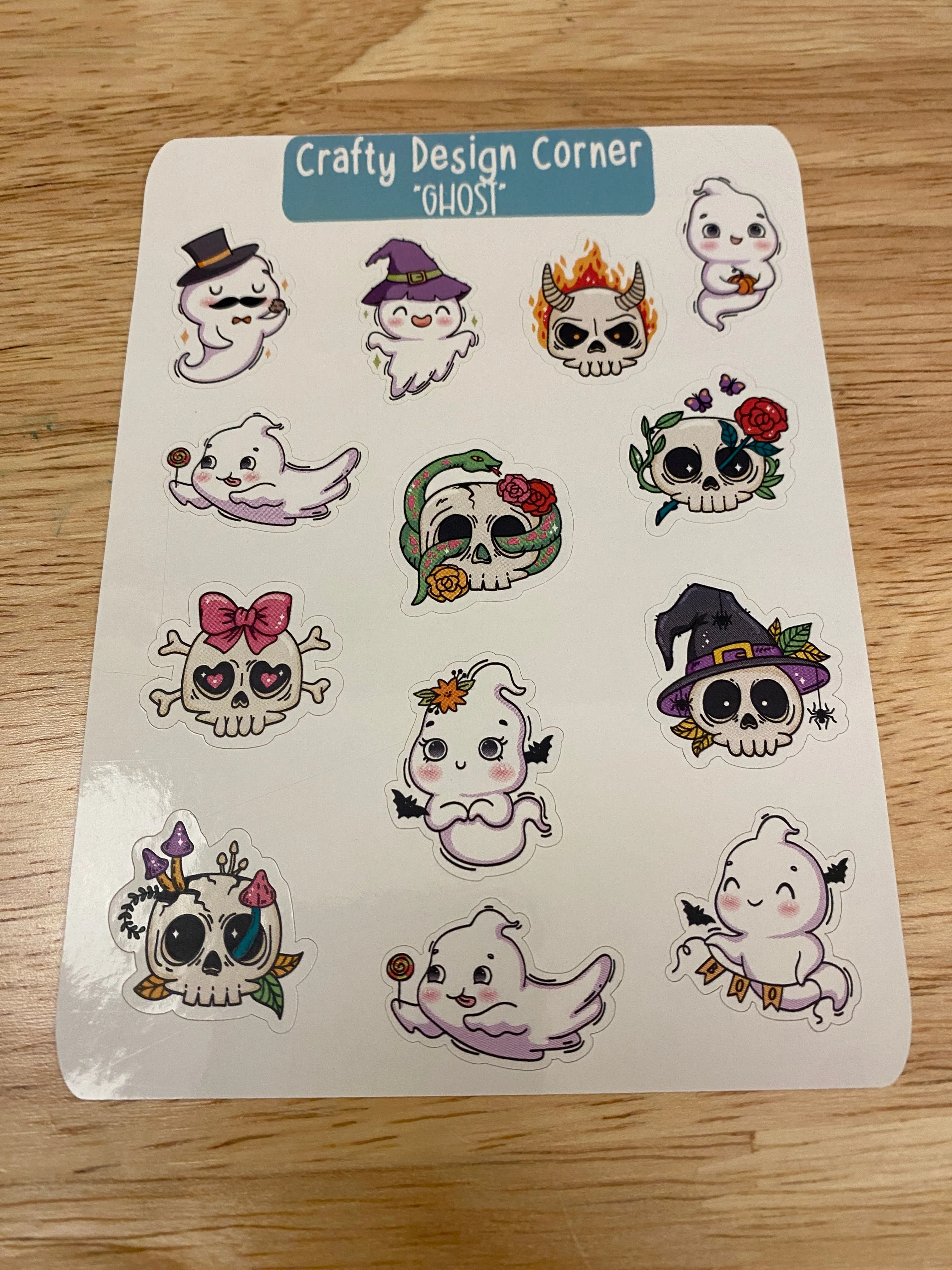 1" Halloween Ghosts stickers, Ghosts with Skulls sticker sheet, Matte Planner Sticker or Glossy Planner Sticker, Cute Ghost skulls