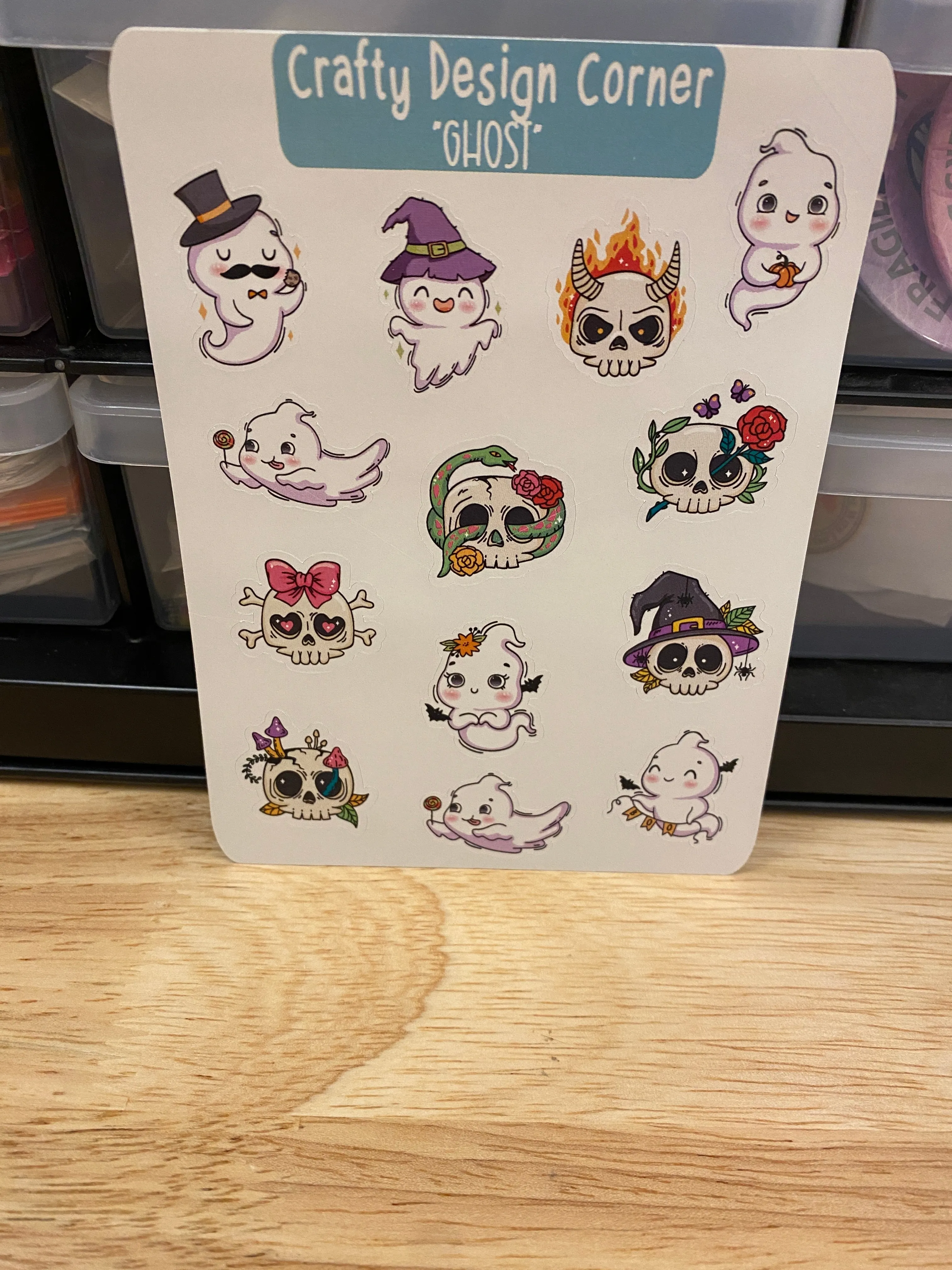 1" Halloween Ghosts stickers, Ghosts with Skulls sticker sheet, Matte Planner Sticker or Glossy Planner Sticker, Cute Ghost skulls