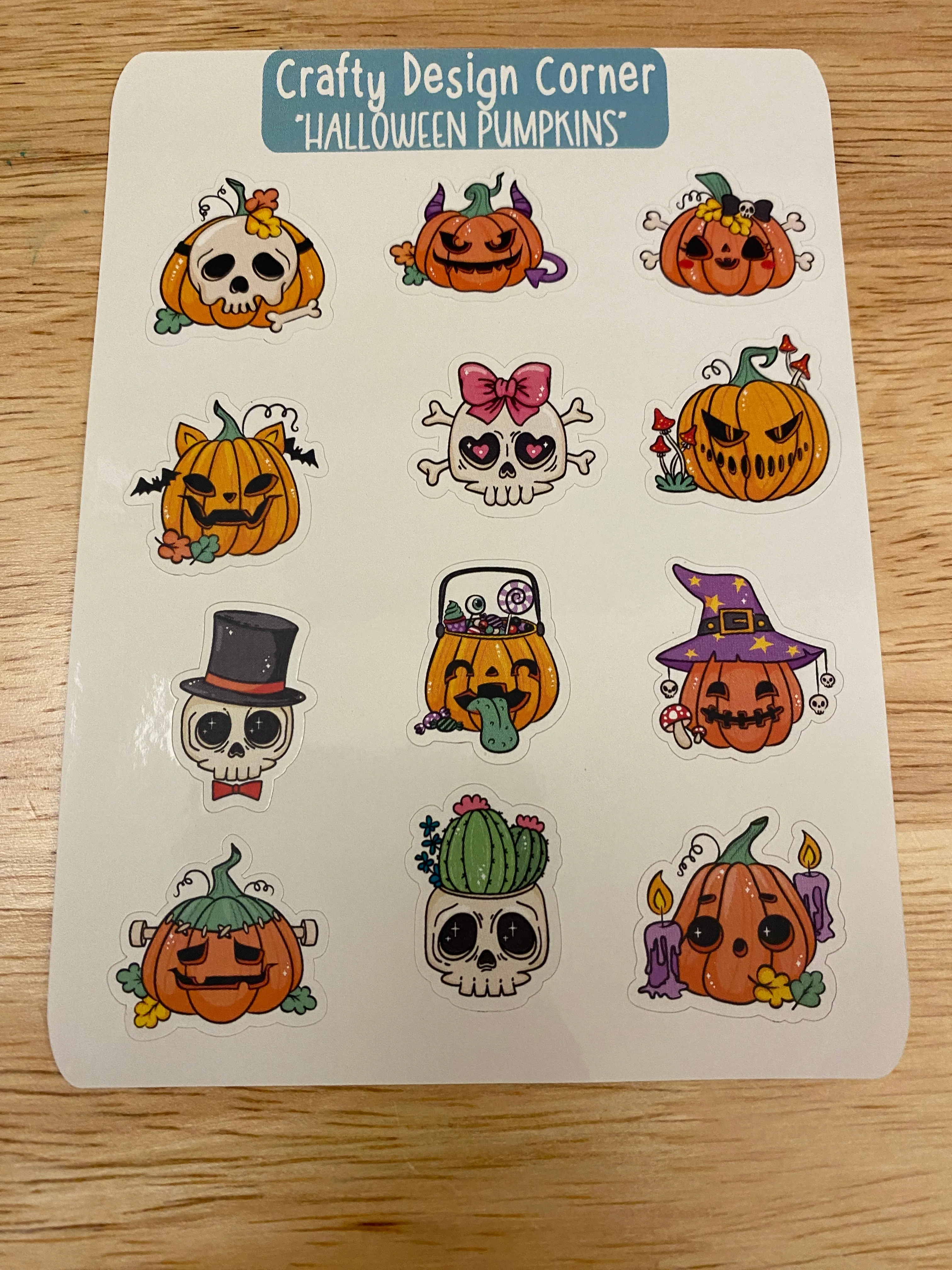 1" Halloween Pumpkin stickers, Pumpkins with Skulls sticker sheet, Matte Planner Sticker or Glossy Planner Sticker, Cute Pumpkin skulls