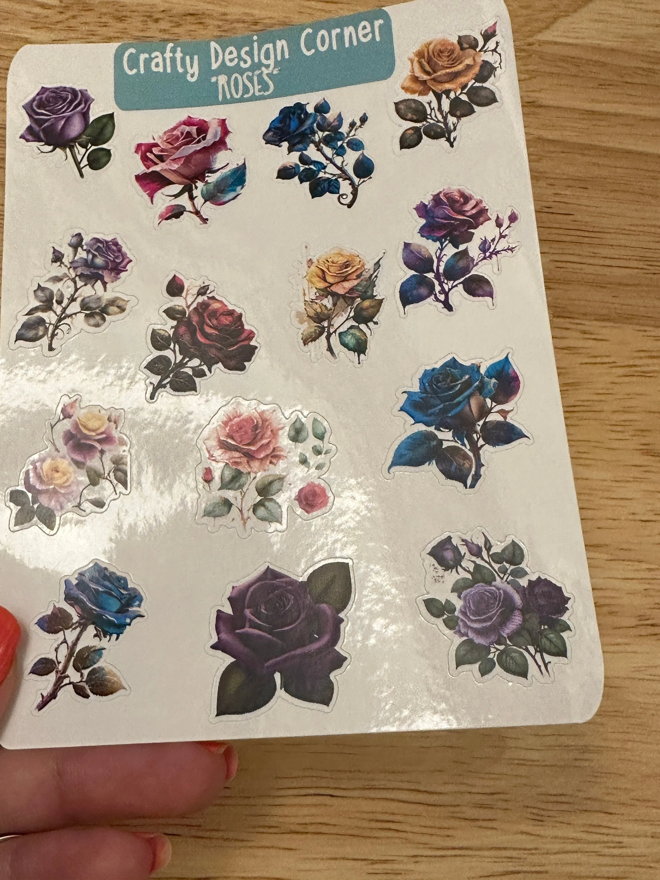 1" Roses Planner Sticker sheet, Pretty Roses sheet, Different colored Rose stickers