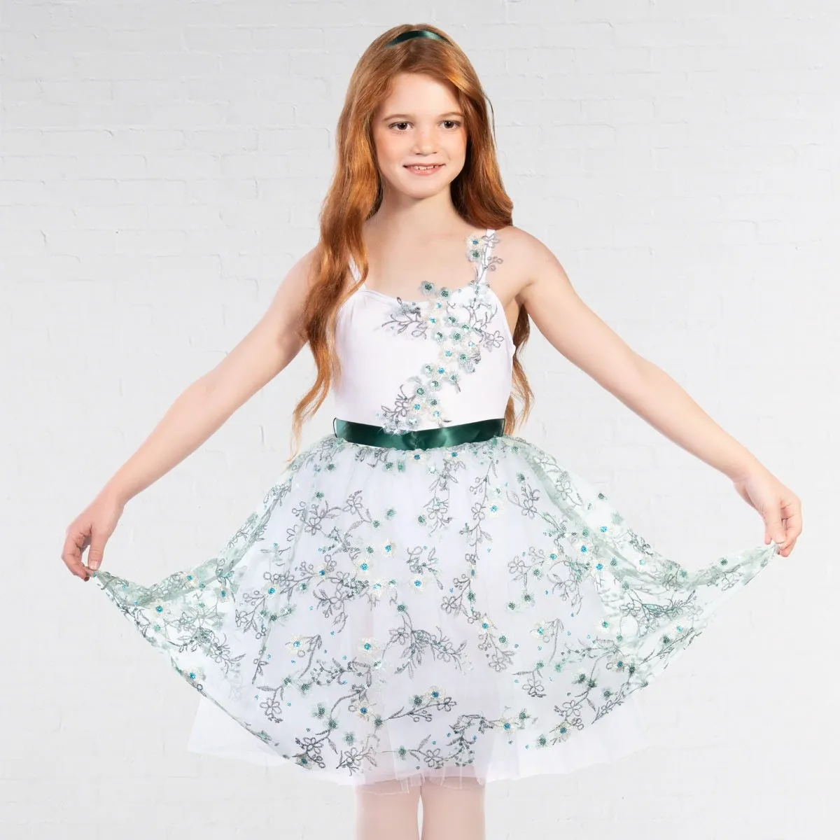 1st Position Floral Embroidered Ballet Dress with Matching Bodice Appliqué