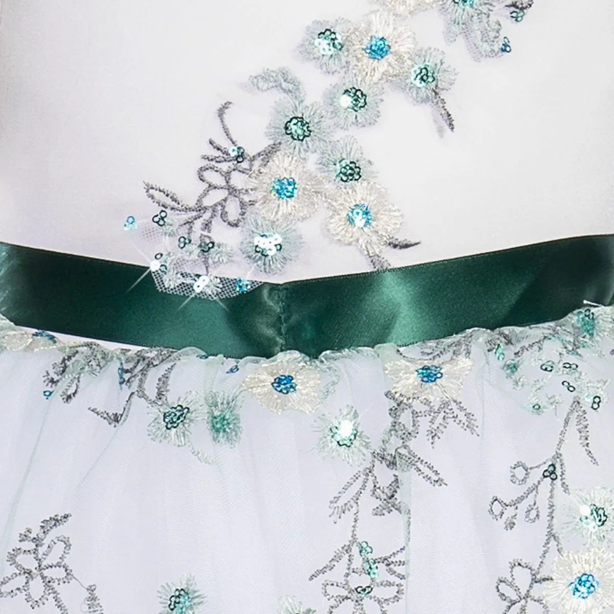 1st Position Floral Embroidered Ballet Dress with Matching Bodice Appliqué