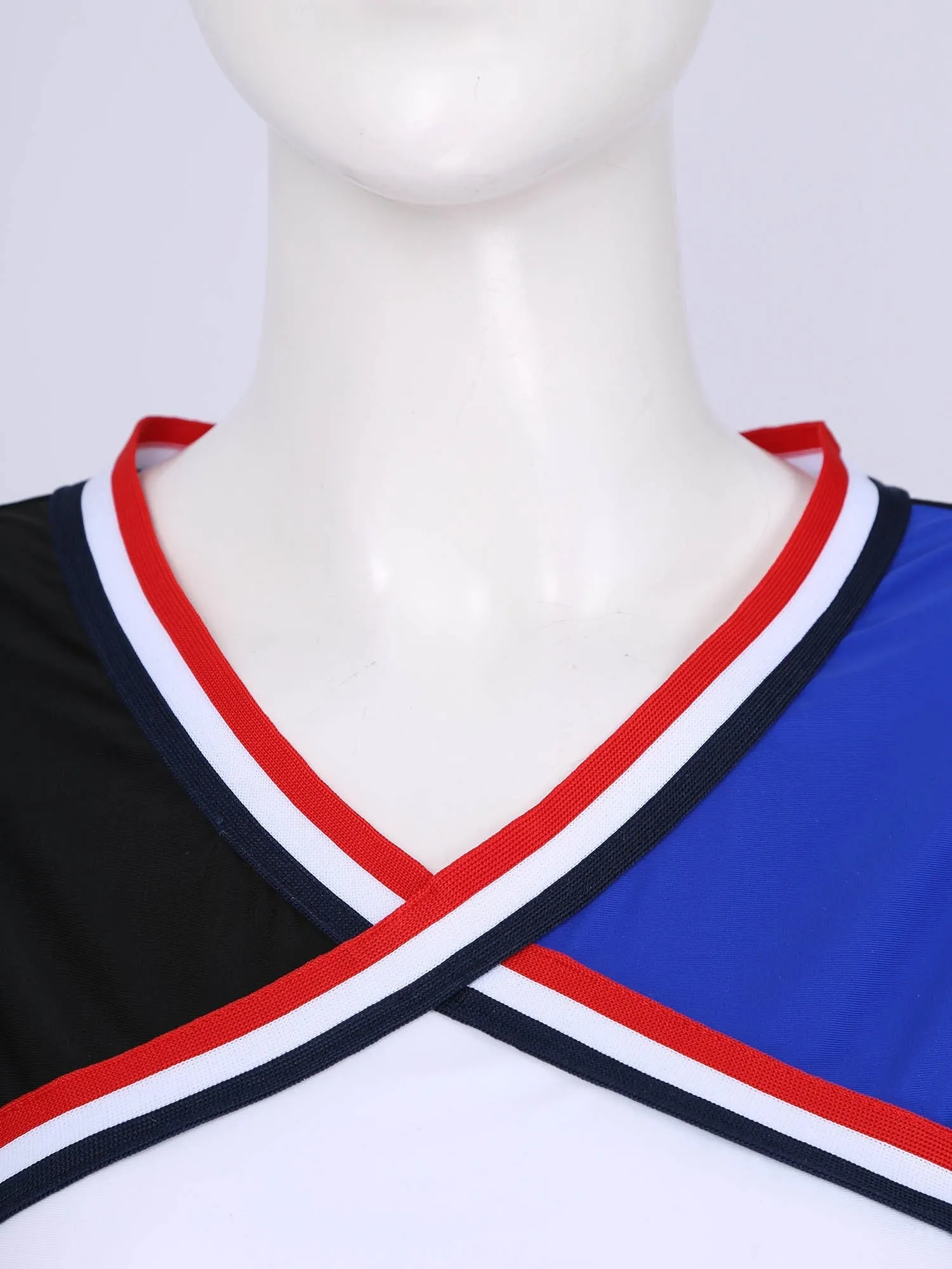 2 Piece Cheerleader Costume Cosplay Elastic Striped Shoulder Straps Back Cross Crop Top with High Waist Pleated Skirt