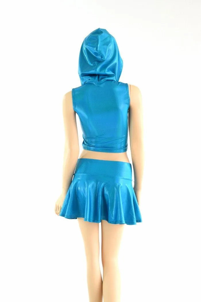 2PC Sleeveless Hoodie & Rave Skirt Set