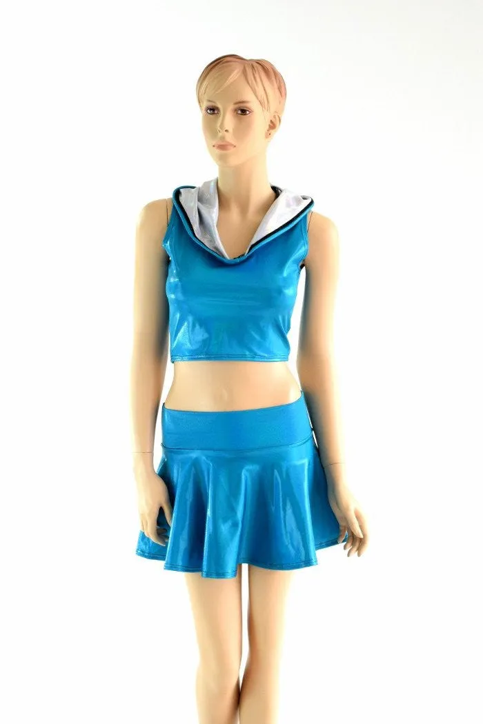 2PC Sleeveless Hoodie & Rave Skirt Set