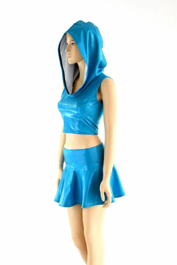 2PC Sleeveless Hoodie & Rave Skirt Set