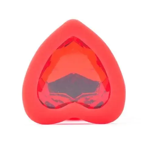 3-inch Silicone Red Small Heart Shaped Diamond Base Butt Plug