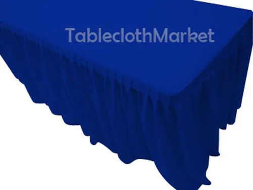 4' Fitted Table Skirt Cover w/ Top Topper Single Pleated All Events  Royal Blue"