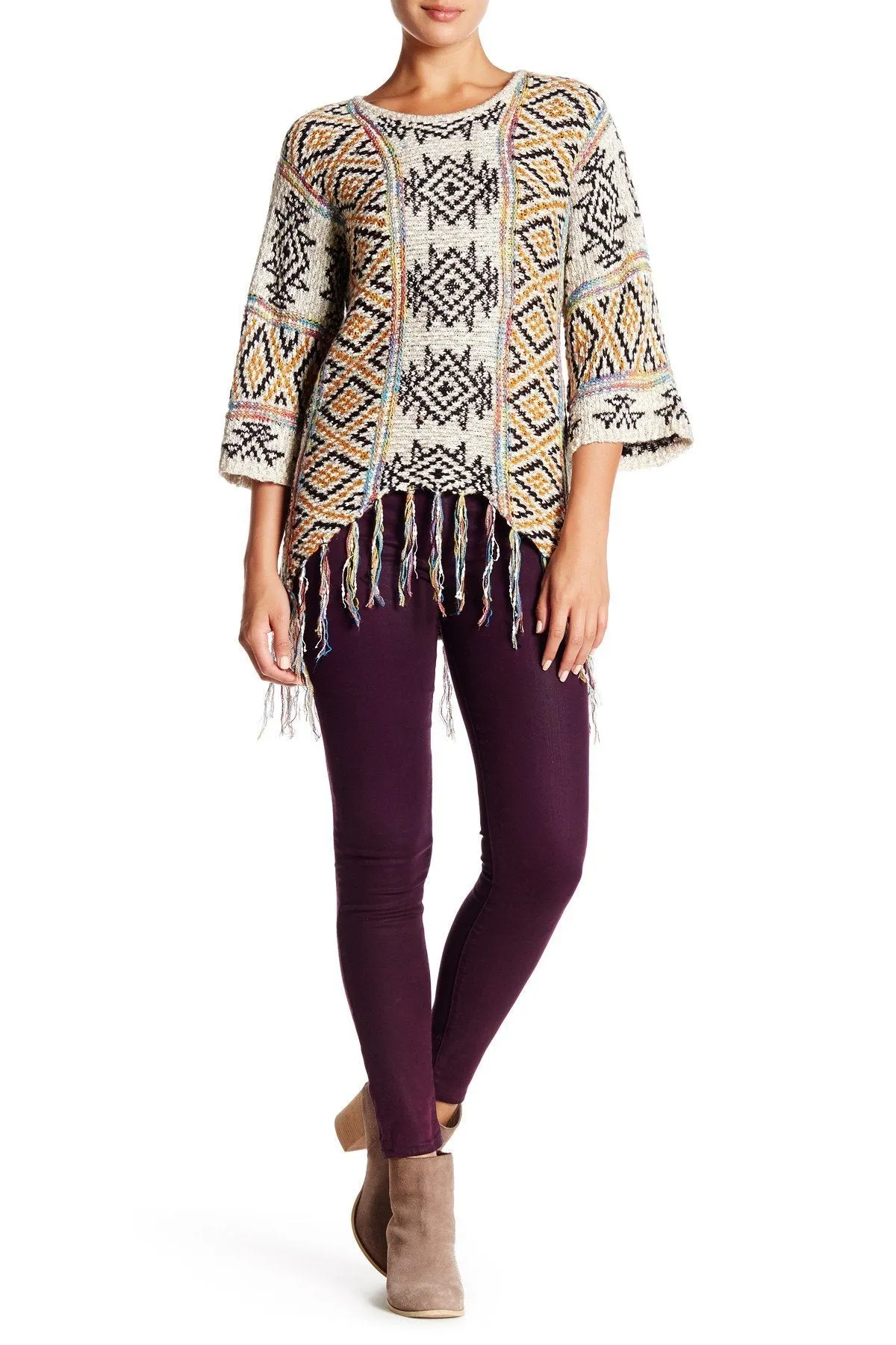 4469 Ariel Aztec Poncho Top