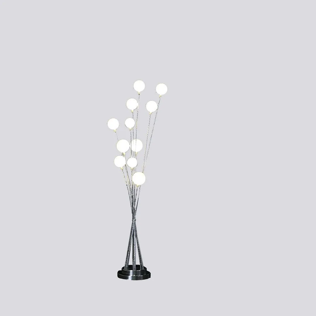 46" In 11-Light Acrylic Globe Aluminun Led Chrysanthe Silver Chrome Metal Floor Lamp