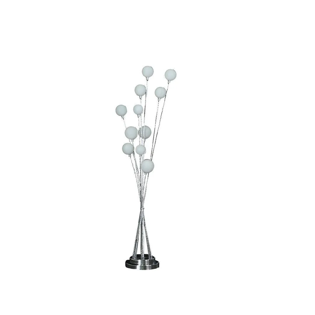 46" In 11-Light Acrylic Globe Aluminun Led Chrysanthe Silver Chrome Metal Floor Lamp