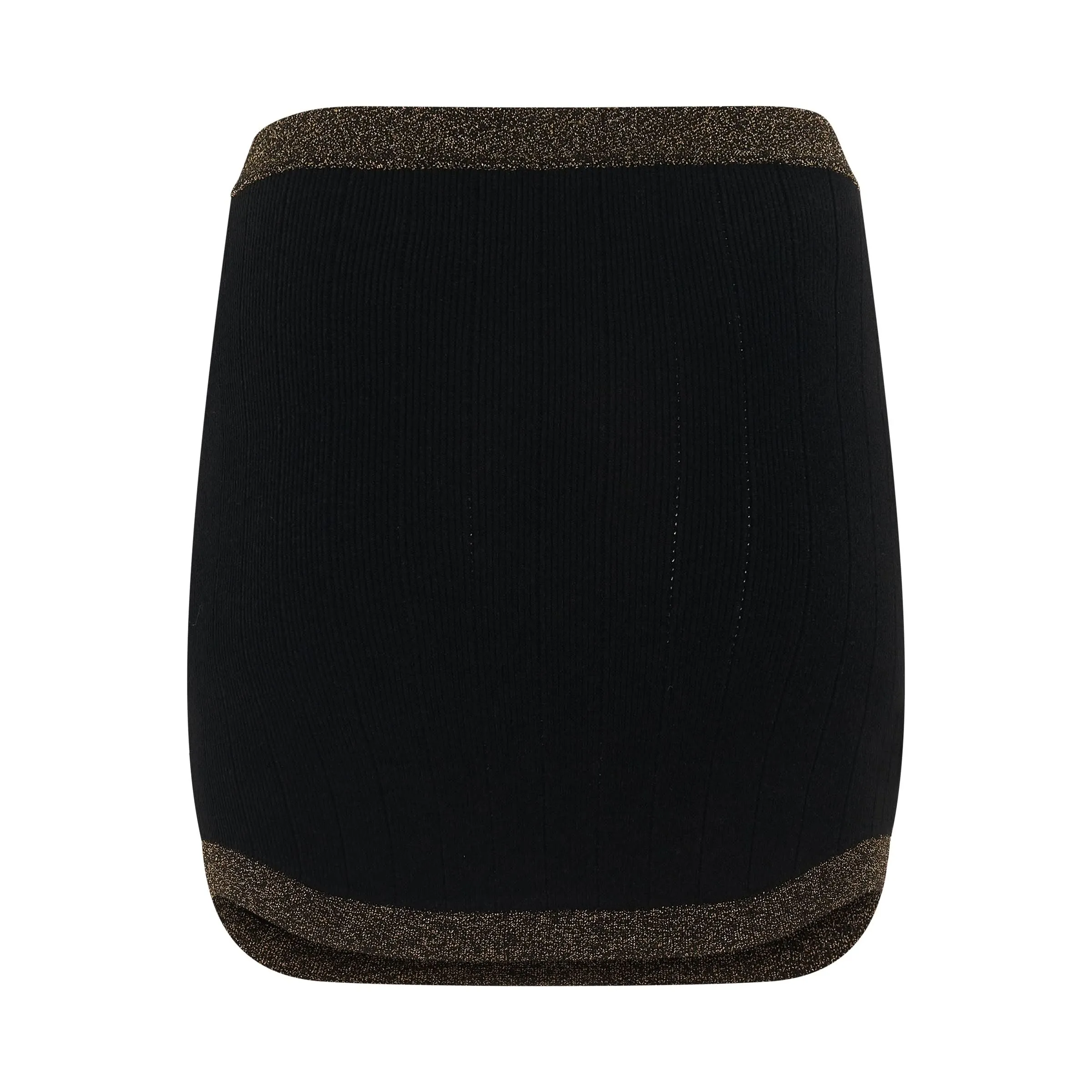 6 Button Golden Edge Knit Short Skirt in Black/Gold