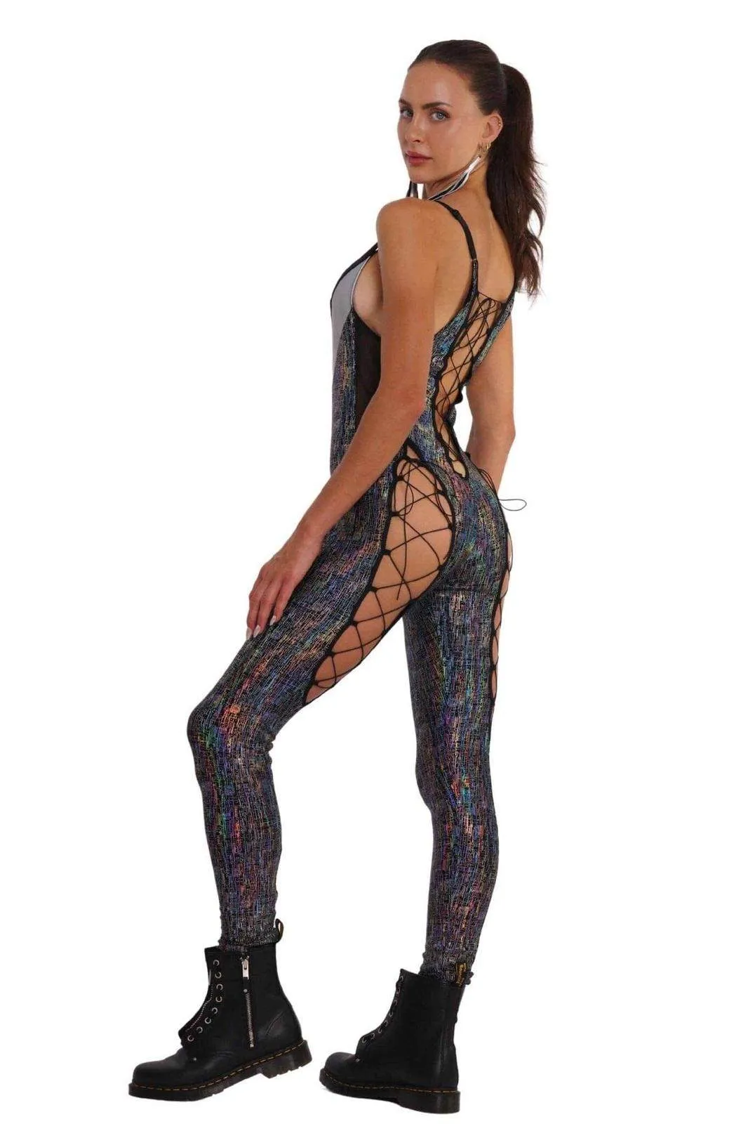 After Hours Lace Up Catsuit - Matrix