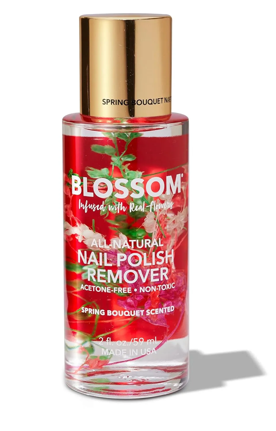 All Natural, Scented, Organic Plant-Based, Vegan, Cruelty Free, Acetone Free Nail Polish Remover, Infused with Real Flowers, Made in USA, 2 fl. oz., Spring Bouquet