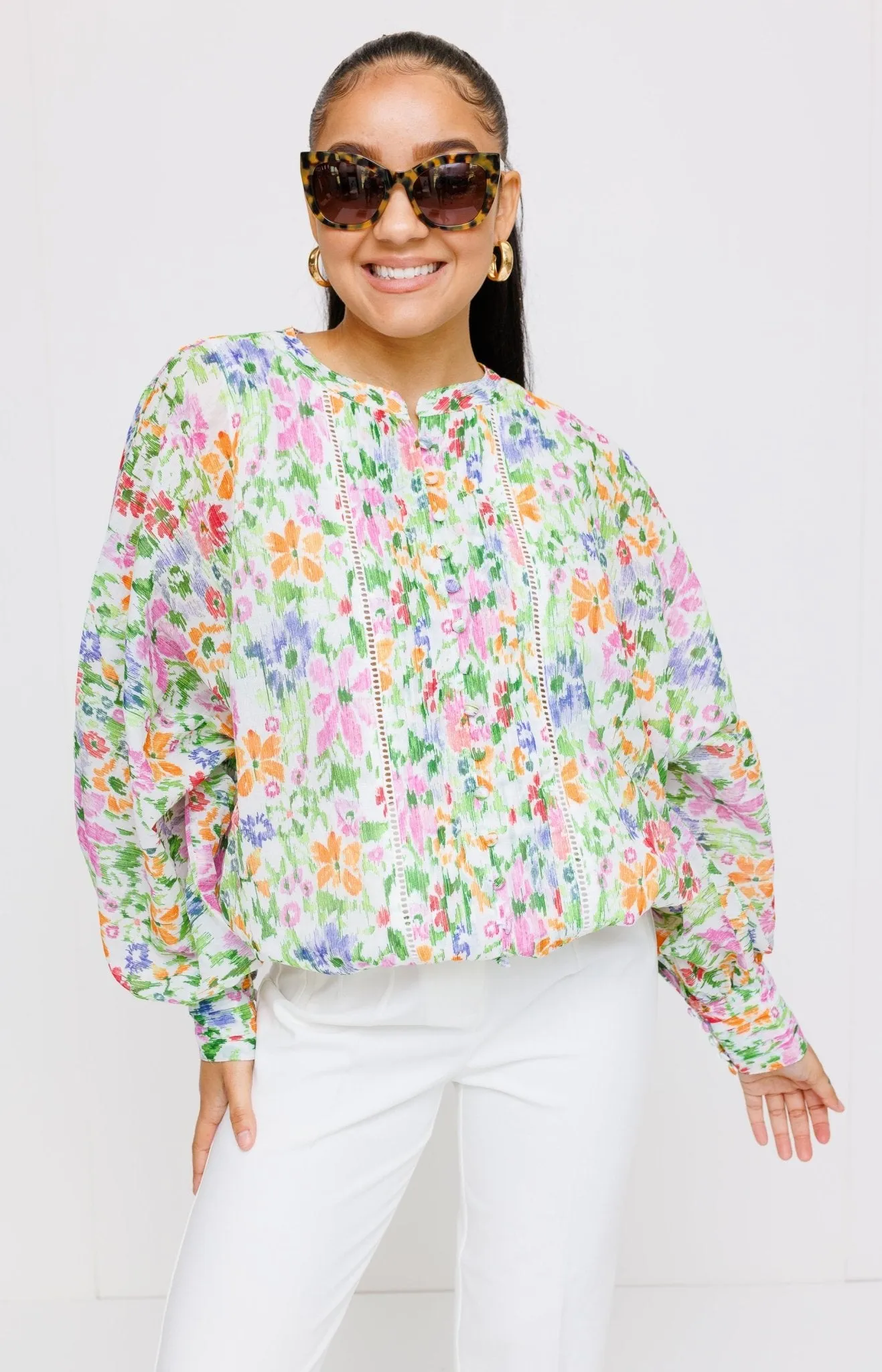 Amelia Floral Blouse, CREAM MULTI