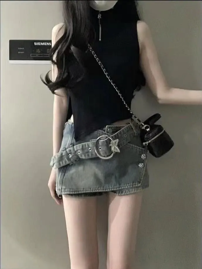 American Retro Denim Skirt For Women