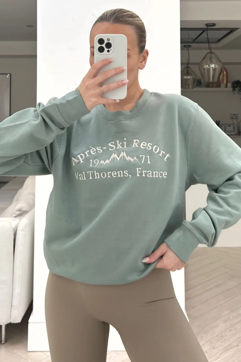 Apres ski sage embroidered sweater