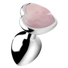 Authentic Rose Quartz Gemstone Heart Anal Plug