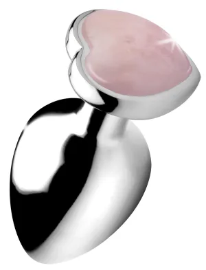 Authentic Rose Quartz Gemstone Heart Anal Plug