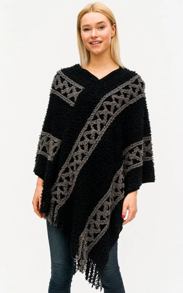 BAAP6016 Comfy Soft Furry Poncho