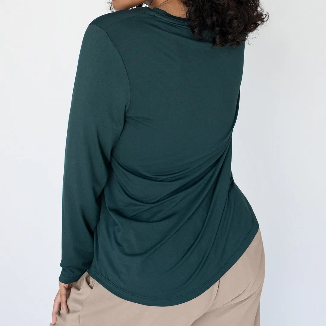 Bamboo Everyday Long Sleeve T-shirt | Evergreen