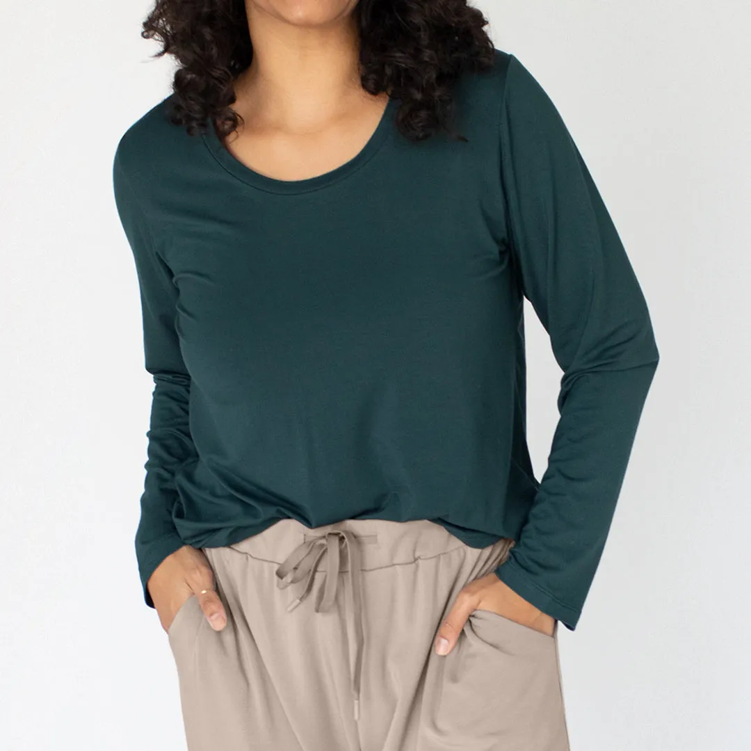 Bamboo Everyday Long Sleeve T-shirt | Evergreen