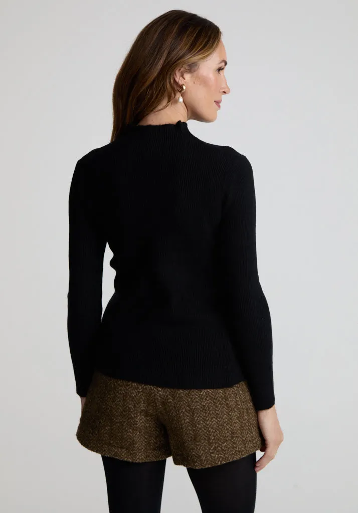 Beatrice Roll Neck Jumper In Black