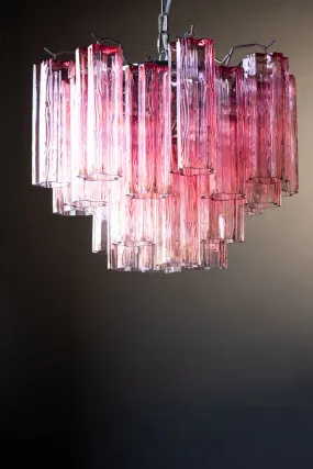 Beautiful Waved Glass Chandelier in Pink