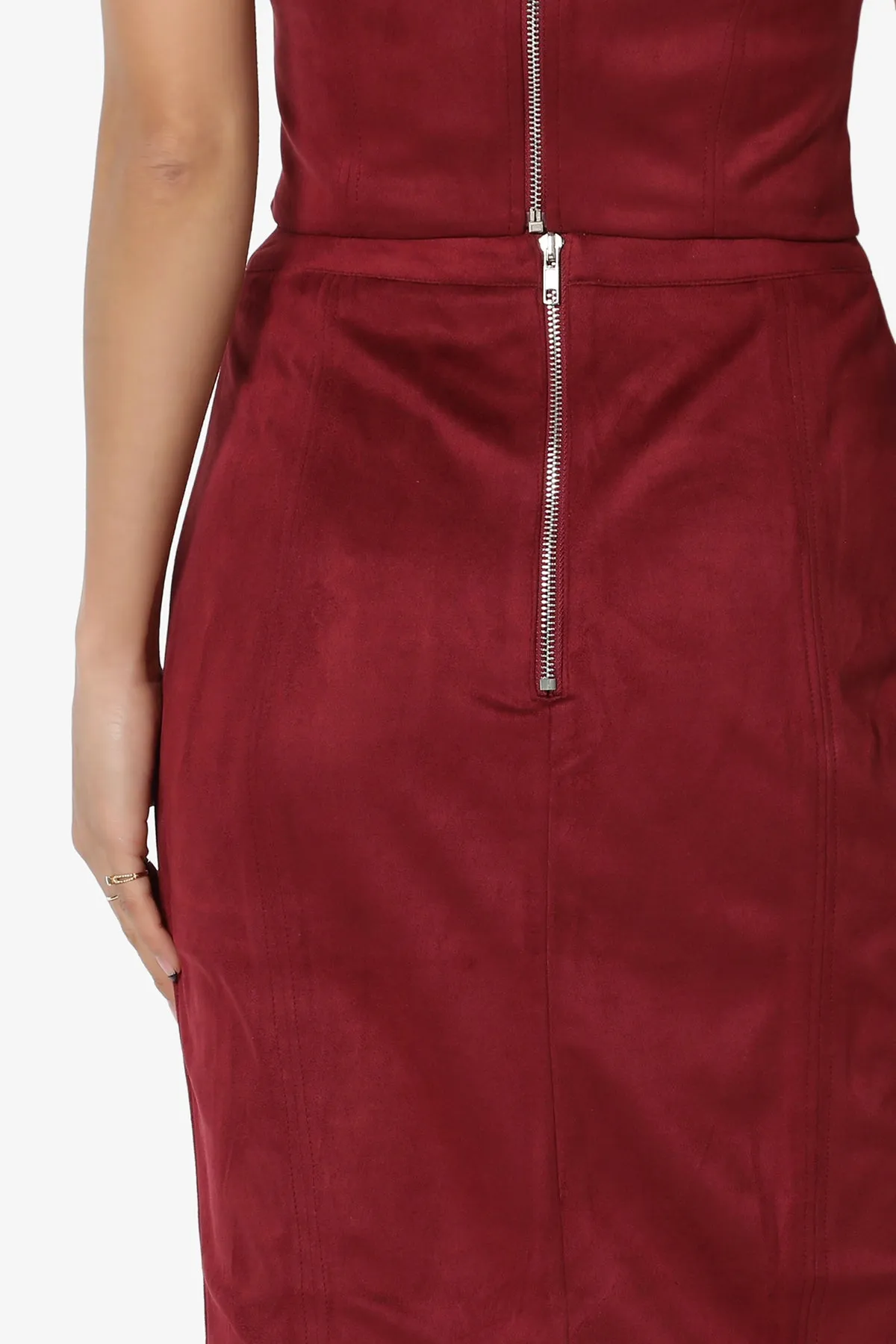 Benvenuto Slit Side Faux Suede Pencil Skirt