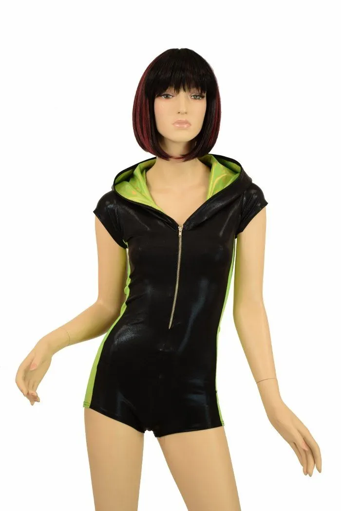 Black & Lime Side Panel Dragon Romper