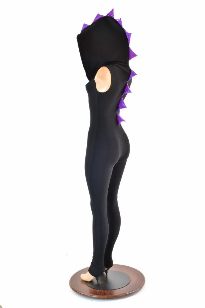 Black & Purple Hooded Catsuit