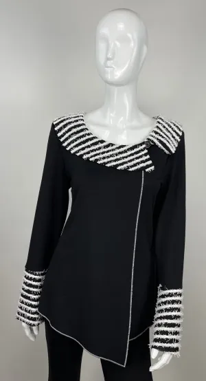 Black and White Contrasted Soft Knit Top