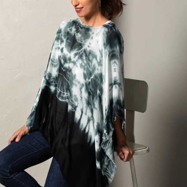 BLACK TIE DYE PONCHO