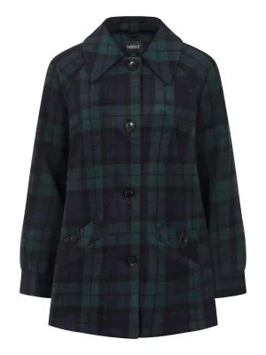 Blackwatch Navy Tartan 1950s Vintage Style Coat