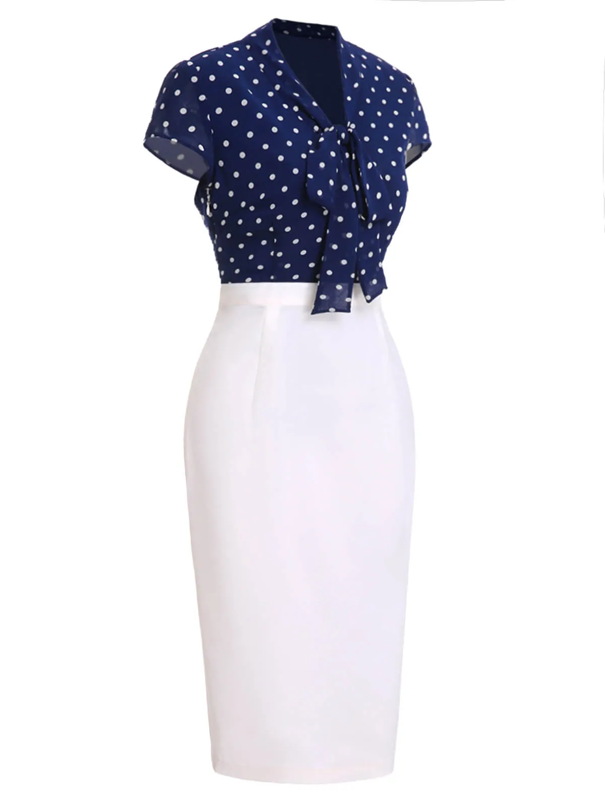 Blue & White 1960s Polka Dot Cap Sleeve Dress