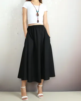 Boho skirt with pockets, Linen skirt, Elastic waist skirt, high waist skirt, flared skirt(Q1065)