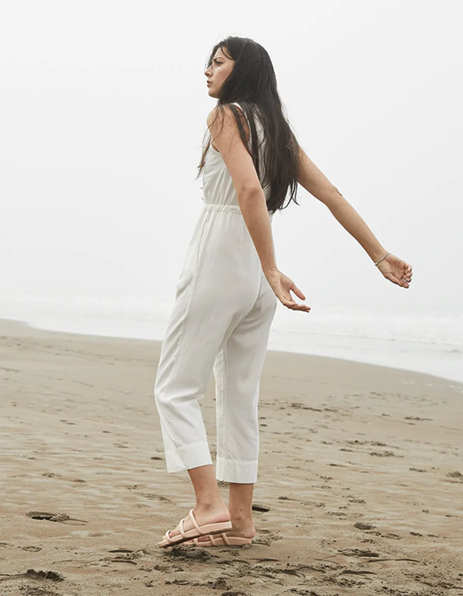 Bone Slit Back Cotton Jumpsuit