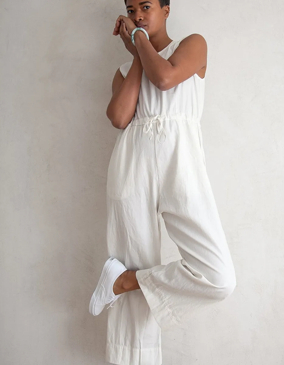 Bone Slit Back Cotton Jumpsuit