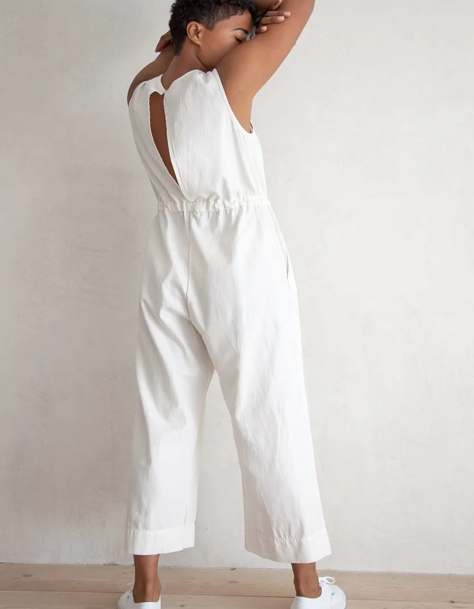 Bone Slit Back Cotton Jumpsuit