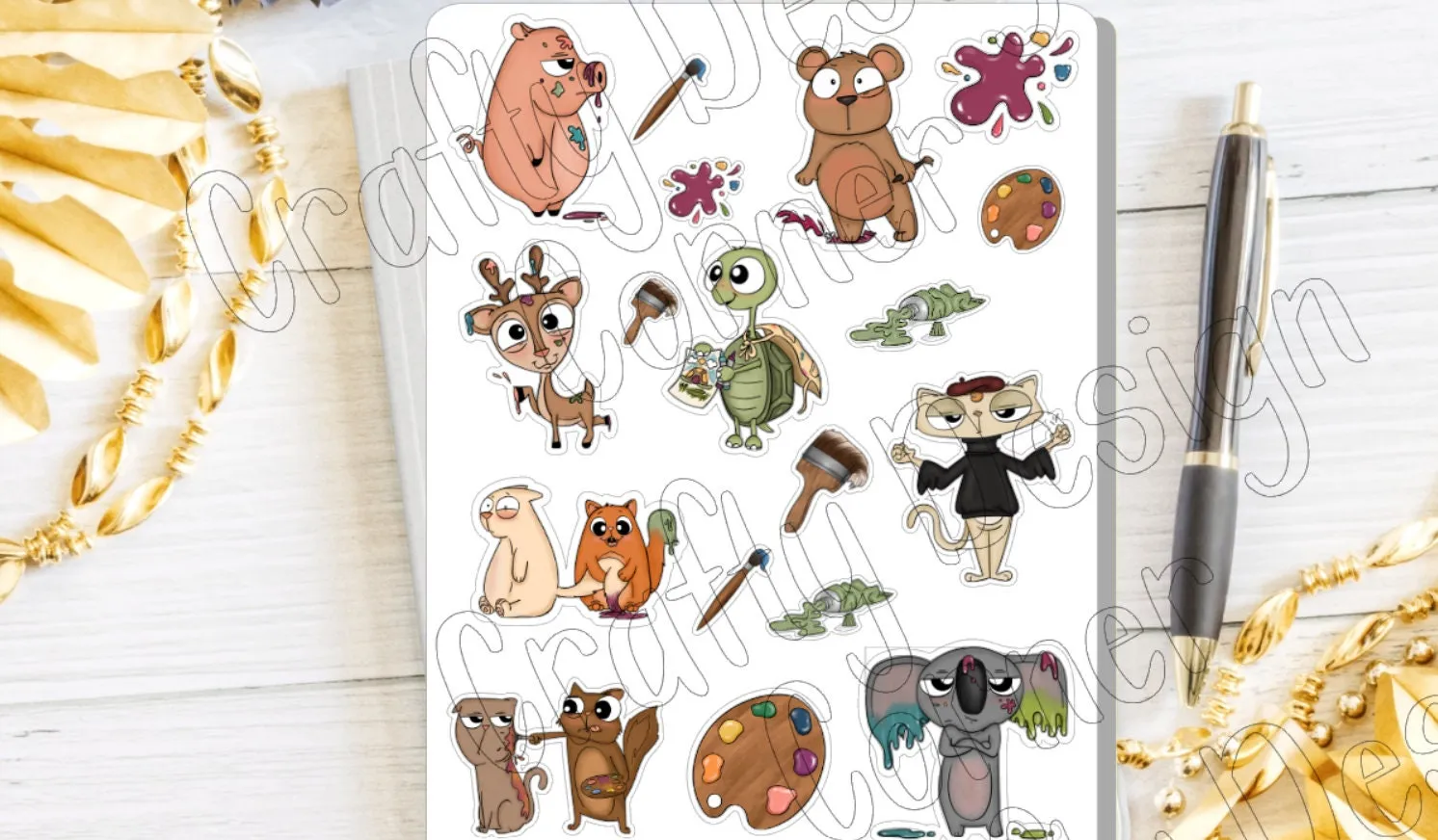 BOPP Animals Painting Buddies Stickers,Funny animal painting buddies, Cute animals painting