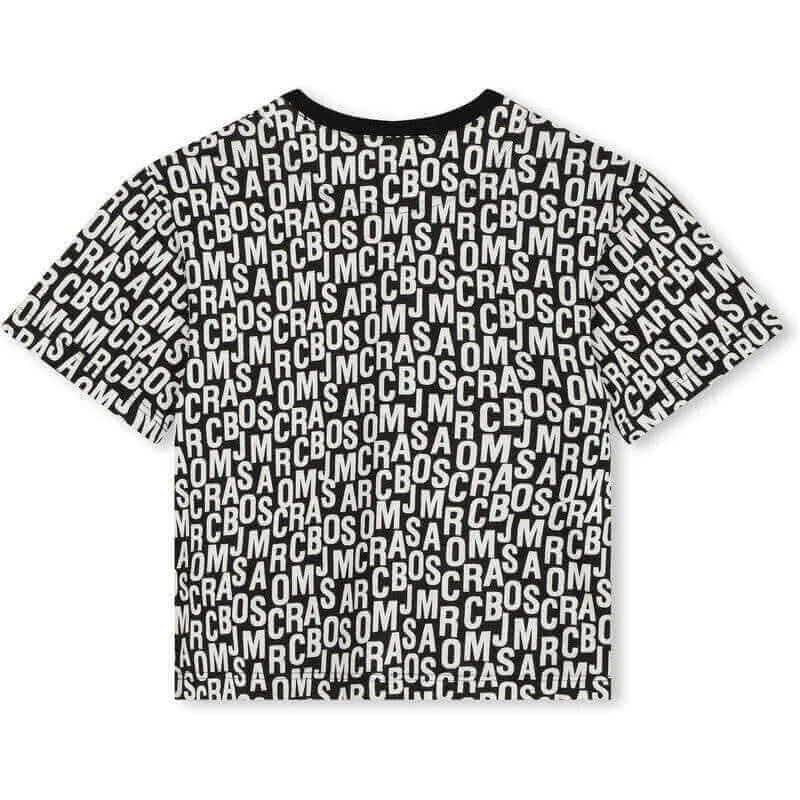 Boys Black & White Jumbled Logo T-Shirt