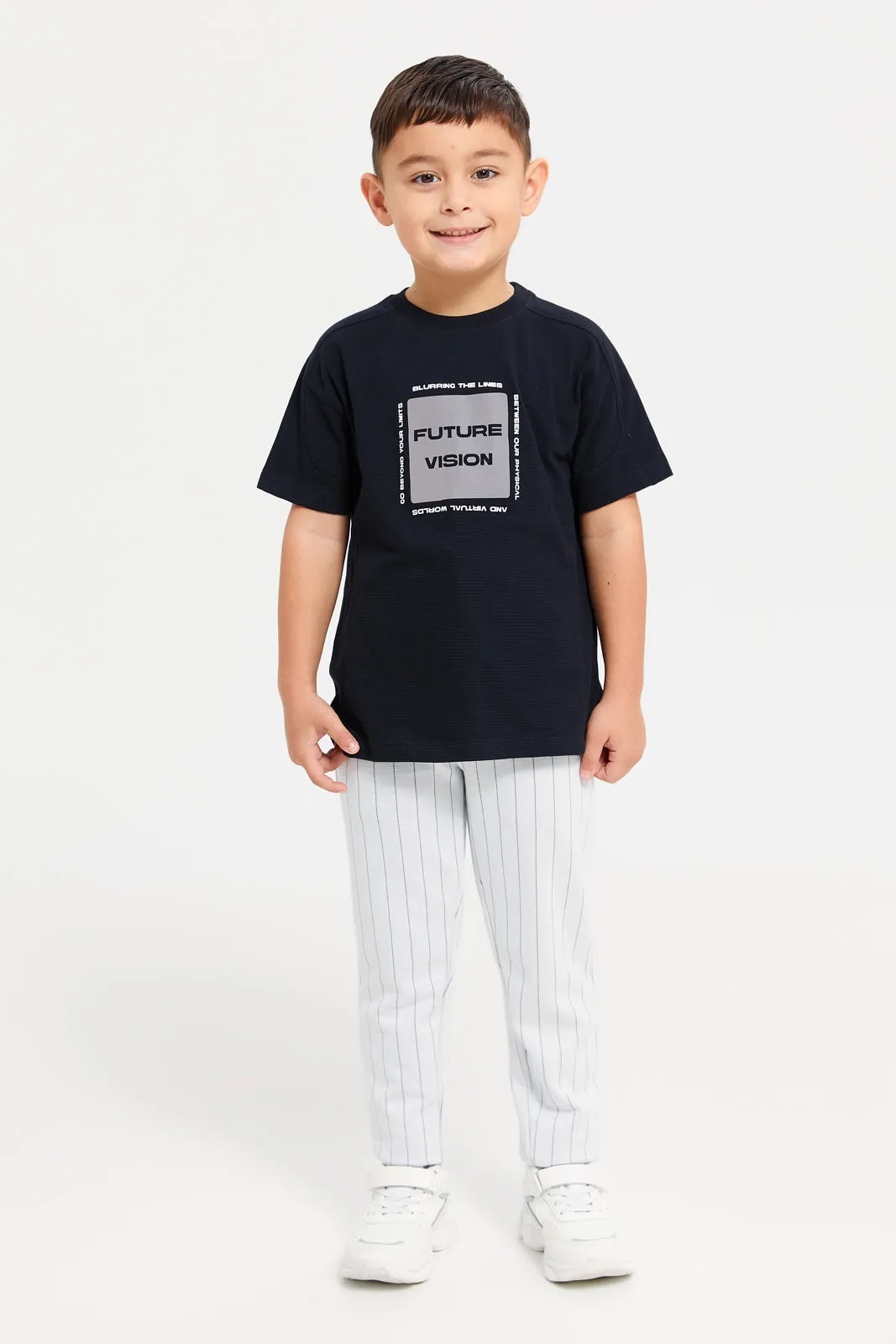 Boys Black Holographic Print T-Shirt