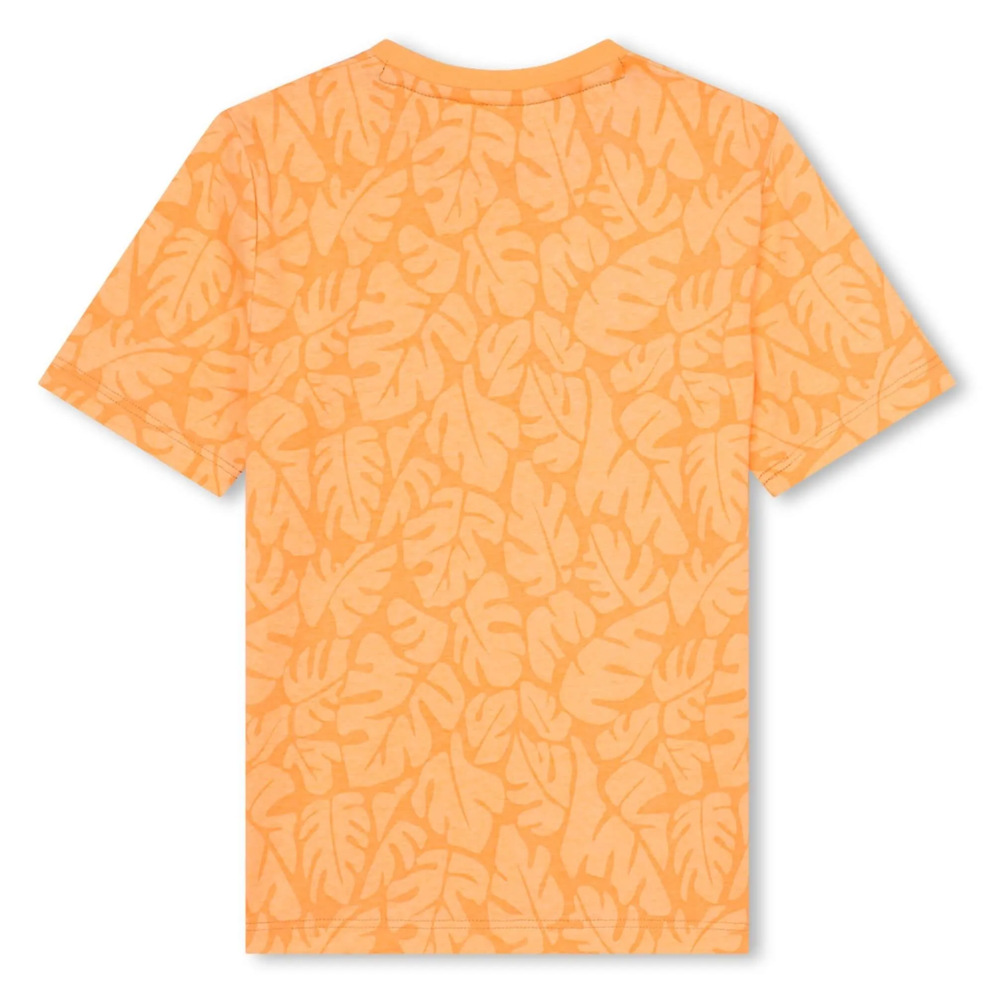 Boys Orange Leaf Print Short Sleeve T-Shirt