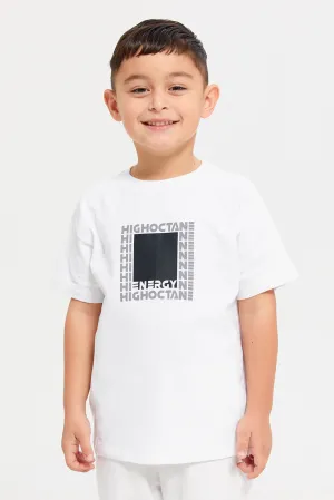 Boys White Holographic Print T-Shirt