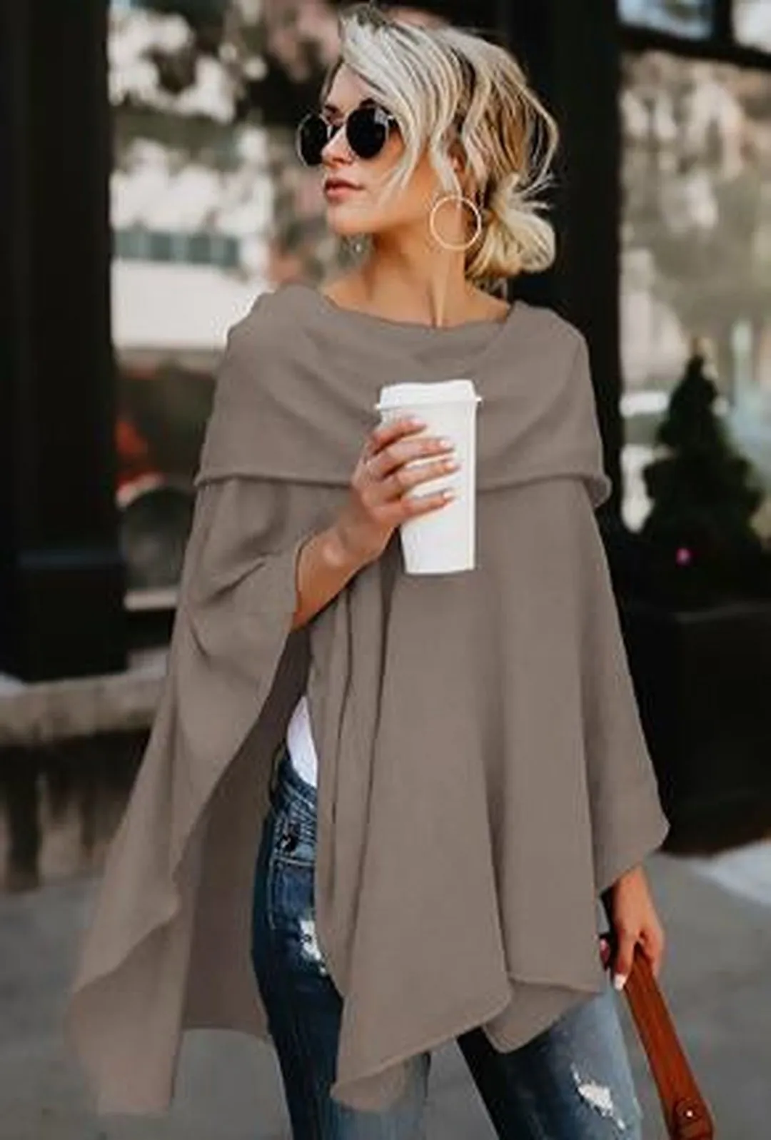 BRANDI - PONCHO JERSEY KNIT TOP