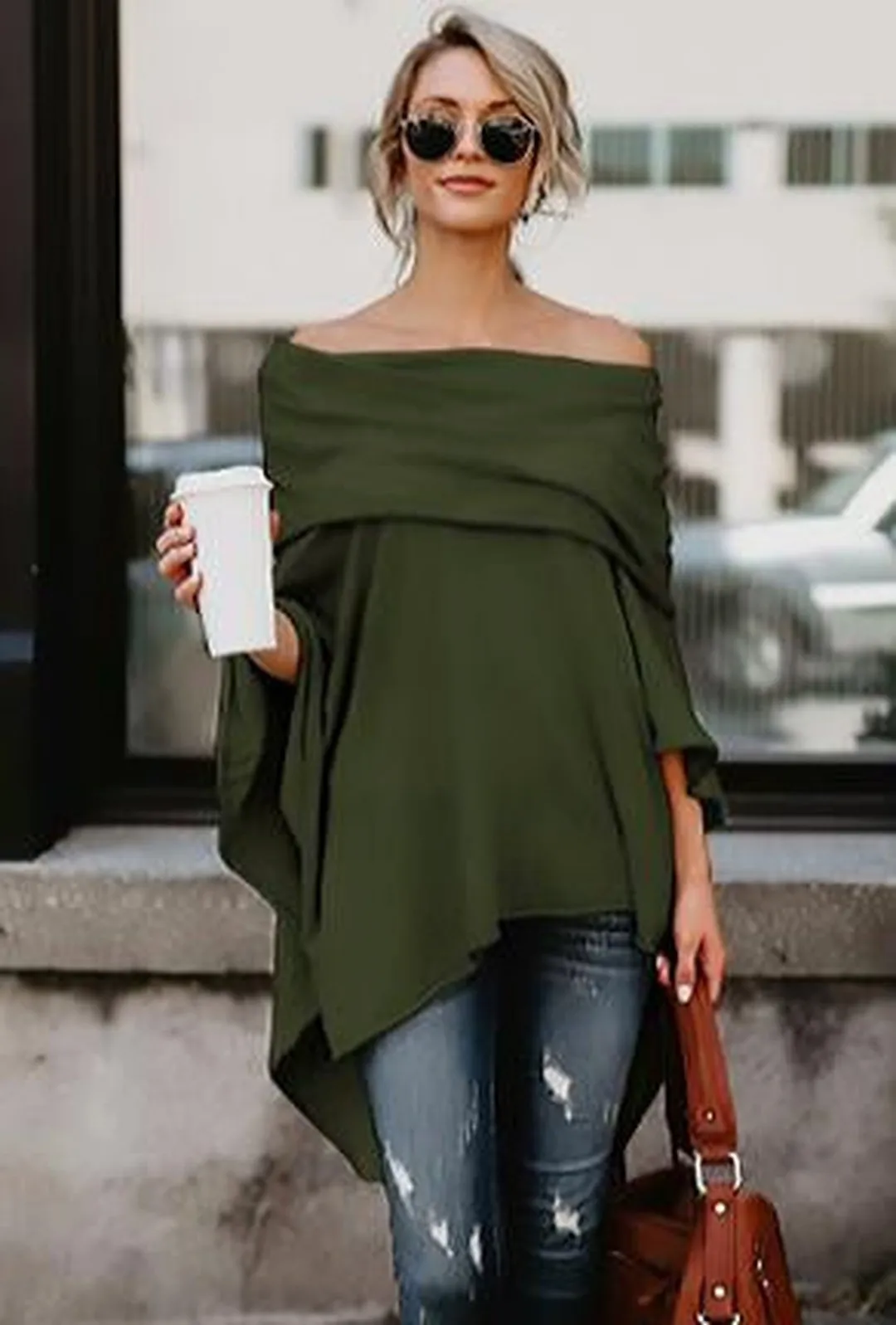 BRANDI - PONCHO JERSEY KNIT TOP