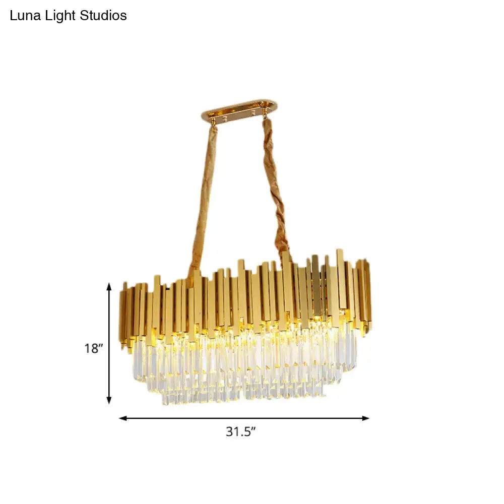 Brass Island Pendant - Traditional Crystal Dining Room Ceiling Light - 31.5"/39" Wide