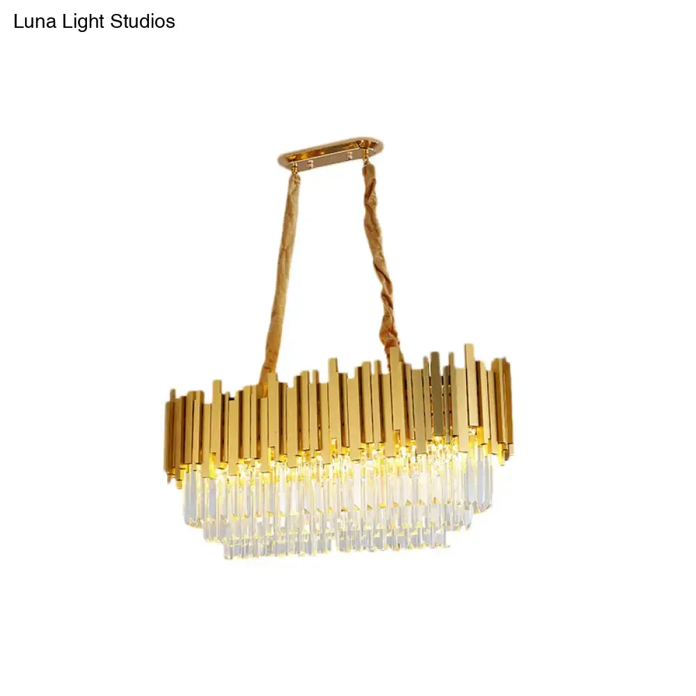 Brass Island Pendant - Traditional Crystal Dining Room Ceiling Light - 31.5"/39" Wide